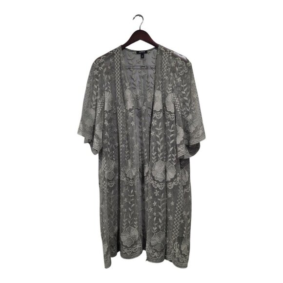 torrid Tops - Torrid Women's Lace Kimono Green Duster Floral Open Front Beachy Boho Sz 1/2 XL